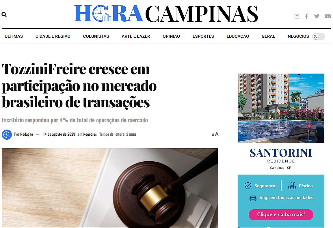 TozziniFreire cresce em participao no mercado brasileiro de transaes